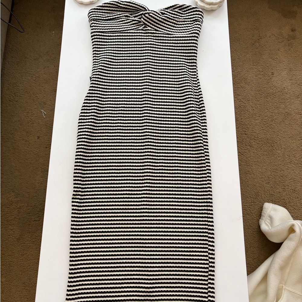 Elegant Black and White Striped Dress